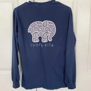 Ivory Ella Blue Paisley elephant t-shirt size small long sleeve